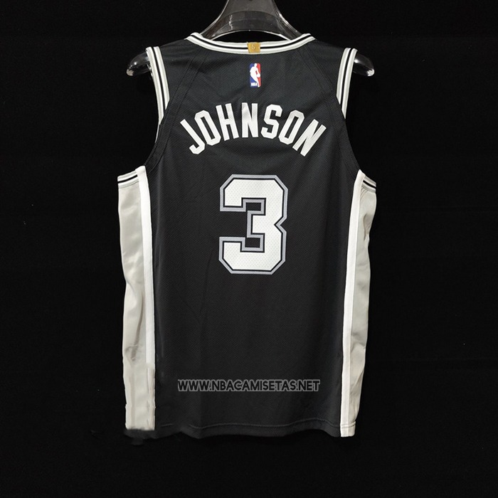Camiseta San Antonio Spurs Keldon Johnson NO 3 Icon Autentico Negro